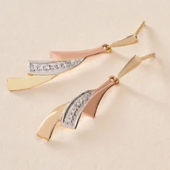 Histoire d'Or Boucles D'oreilles Pendantes Ainhoa Or Tricolore Diamant