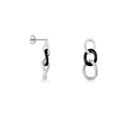 Boucles D'oreilles Pendantes Link Argent Blanc Céramique Et Oxyde-Histoire d'Or Best