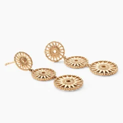 Histoire d'Or Boucles D'oreilles Pendantes Rosae Plaque Or Jaune