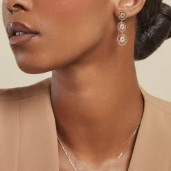 Histoire d'Or Boucles D'oreilles Pendantes Rosae Plaque Or Jaune