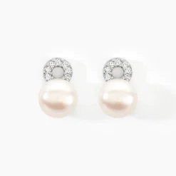 Boucles D'oreilles Pendantes Lilio Argent  Perle De Culture Et Oxyde-Histoire d'Or Discount