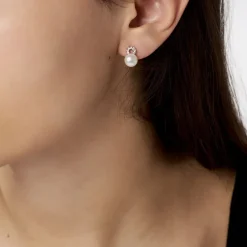 Boucles D'oreilles Pendantes Lilio Argent  Perle De Culture Et Oxyde-Histoire d'Or Discount