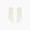 Boucles D'Oreilles Pendantes Nacrée Or Jaune Perle De Culture Oxyde De Zirconium-Histoire d'Or Sale