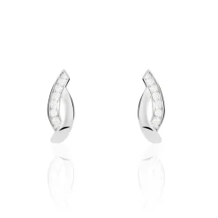 Boucles D'oreilles Pendantes Ange-line Argent Blanc Oxyde De Zirconium-Histoire d'Or New