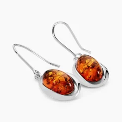 Histoire d'Or Boucles D'oreilles Pendantes Hilda Argent Blanc Ambre