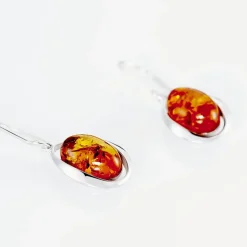 Histoire d'Or Boucles D'oreilles Pendantes Hilda Argent Blanc Ambre