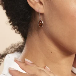 Histoire d'Or Boucles D'oreilles Pendantes Hilda Argent Blanc Ambre