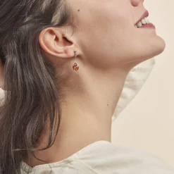 Histoire d'Or Boucles D'oreilles Pendantes Argent Blanc Ferima Ambre