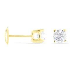 Histoire d'Or Boucles D'oreilles Puces 4 Griffes Or Jaune Diamant Synthetique