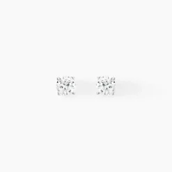 Histoire d'Or Boucles D'oreilles Puces 4 Griffes Or Blanc Diamant Synthetique