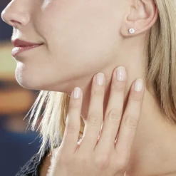 Boucles D'oreilles Puces 4 Griffes Or Blanc Diamant Synthetique-Histoire d'Or New