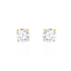 Histoire d'Or Boucles D'oreilles Puces 4 Griffes Or Jaune Diamant Synthetique