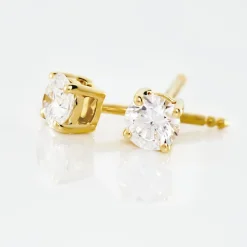 Histoire d'Or Boucles D'oreilles Puces 4 Griffes Or Jaune Diamant Synthetique