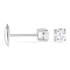 Boucles D'oreilles Puces 4 Griffes Or Blanc Diamant Synthetique-Histoire d'Or Hot