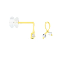 Histoire d'Or Boucles D'oreilles Puces Alvina Ruban Or Jaune Oxyde De Zirconium