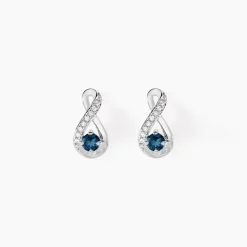 Boucles D'oreilles Puces Augusta Or Blanc Topaze Et Oxyde De Zirconium-Histoire d'Or Hot