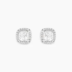Boucles D'oreilles Puces Adrienne Or Blanc Oxyde De Zirconium-Histoire d'Or Discount