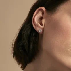 Boucles D'oreilles Puces Adrienne Or Blanc Oxyde De Zirconium-Histoire d'Or Discount