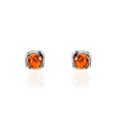Histoire d'Or Boucles D'oreilles Puces Argent Blanc Joude Ambre