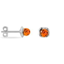 Histoire d'Or Boucles D'oreilles Puces Argent Blanc Joude Ambre