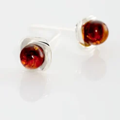 Histoire d'Or Boucles D'oreilles Puces Argent Blanc Joude Ambre