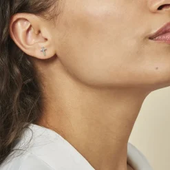 Histoire d'Or Boucles D'oreilles Puces Ashana Argent Blanc