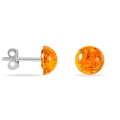 Boucles D'oreilles Puces Argent Blanc Brunhilld Ambre-Histoire d'Or Discount
