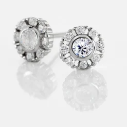 Histoire d'Or Boucles D'oreilles Puces Argent Blanc Gwenegan Oxydes De Zirconium