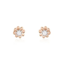 Boucles D'oreilles Puces Argent Rose Donella Oxyde De Zirconium-Histoire d'Or