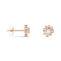 Boucles D'oreilles Puces Argent Rose Donella Oxyde De Zirconium-Histoire d'Or
