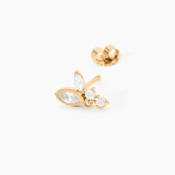 Boucles D'Oreilles Puces Aurena Plaque Or Jaune Oxyde De Zirconium-Histoire d'Or Discount