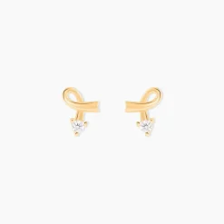 Histoire d'Or Boucles D'oreilles Puces Alvina Ruban Or Jaune Oxyde De Zirconium