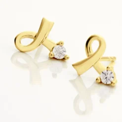 Histoire d'Or Boucles D'oreilles Puces Alvina Ruban Or Jaune Oxyde De Zirconium