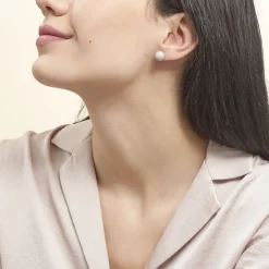 Boucles D'oreilles Puces Ayana Argent Blanc-Histoire d'Or