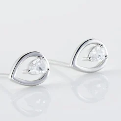 Boucles D'oreilles Puces Argent Blanc Temusio Oxydes De Zirconium-Histoire d'Or Clearance