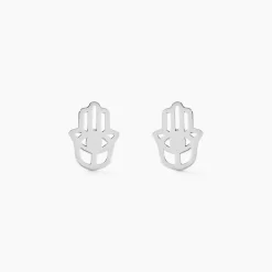Histoire d'Or Boucles D'oreilles Puces Abby Argent Blanc
