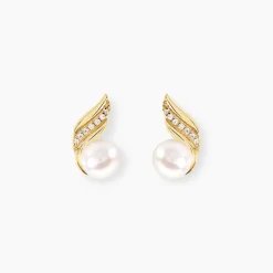 Boucles D'oreilles Puces Antoinette Or Jaune Perle De Culture-Histoire d'Or Discount