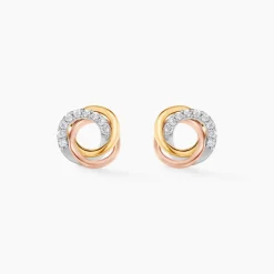 Histoire d'Or Boucles D'oreilles Puces Amaiur Or Tricolore Oxydes De Zirconium