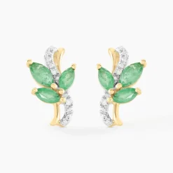 Histoire d'Or Boucles D'oreilles Puces Angie Or Jaune Emeraude Diamant