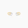 Histoire d'Or Boucles D'oreilles Puces Anne-maudae Double Coeurs Or Bicolore
