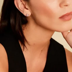 Histoire d'Or Boucles D'oreilles Puces Anabele Or Rose Amethyste Oxyde