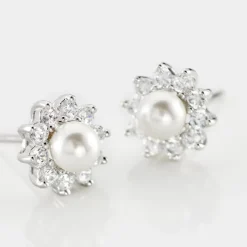 Histoire d'Or Boucles D'oreilles Puces Argent Blanc Cheri Perle De Culture Oxydes