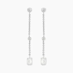 Boucles D'oreilles Puces Argane Argent Blanc Oxyde De Zirconium-Histoire d'Or New