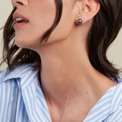 Boucles D'oreilles Puces Alper Or Jaune Perle De Culture De Tahiti-Histoire d'Or Best