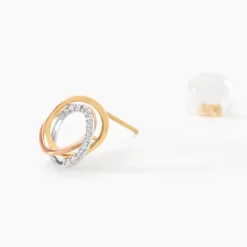 Boucles D'oreilles Puces Amaiur Or Tricolore Oxydes De Zirconium-Histoire d'Or Online