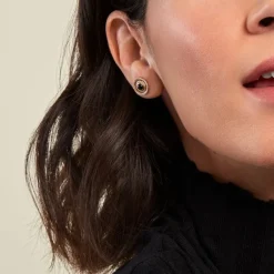 Boucles D'oreilles Puces Aghavni Plaque Or Jaune Agate-Histoire d'Or Discount