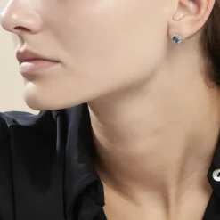 Boucles D'oreilles Puces Argent Blanc Clover Verre Oxydes De Zirconium-Histoire d'Or Hot