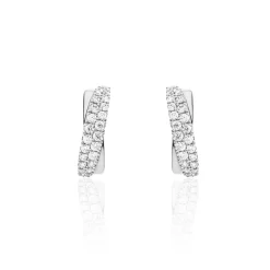 Boucles D'oreilles Puces Aglae Or Blanc Oxyde De Zirconium-Histoire d'Or