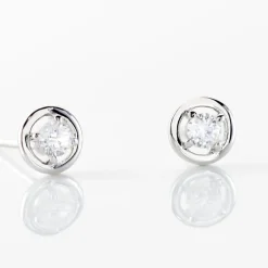 Boucles D'oreilles Puces Argent Blanc Laureto Oxydes De Zirconium-Histoire d'Or Sale