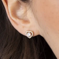 Histoire d'Or Boucles D'oreilles Puces Alais De Zirconium